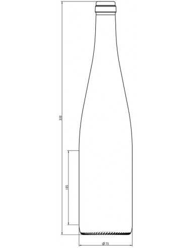 FLUTE ALSACE BLANCHE 75CL 55mm - 6 rangs